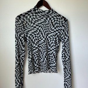 Dressed in LALA mesh crop checkered top NWOT